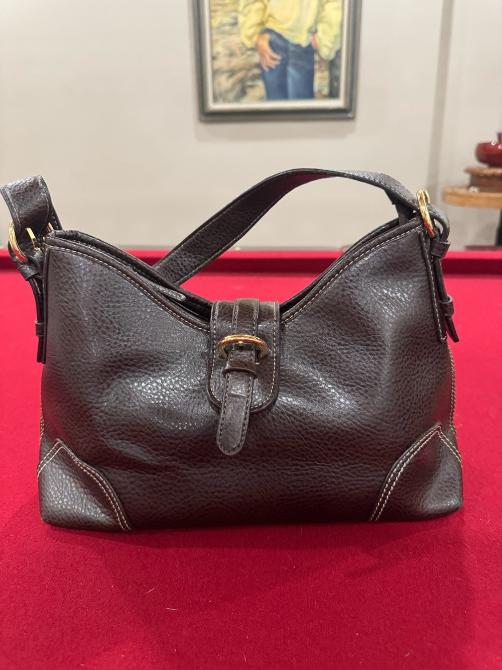 Croft & Barrow textured brown pebbled leather shoulder bag